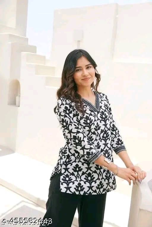 Girls Trending Rayon Printed Short Kurta