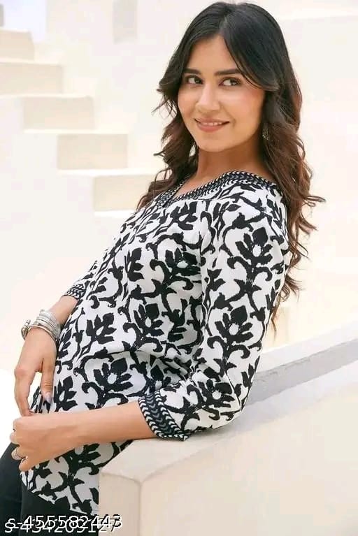Girls Trending Rayon Printed Short Kurta