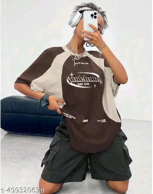 Twikle-Brown-White-T Shirt-For Grils And Women