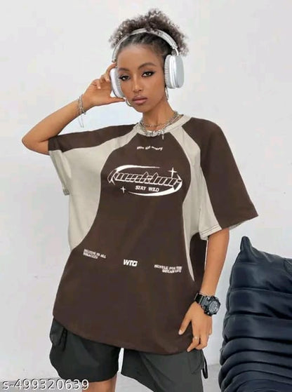 Twikle-Brown-White-T Shirt-For Grils And Women