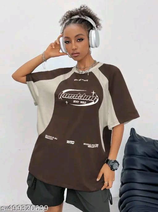 Twikle-Brown-White-T Shirt-For Grils And Women