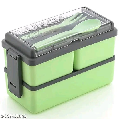 3-in-1 Compartment Lunch Box Tiffin Box Lunch Box with Fork & Spoon