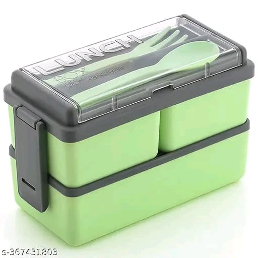 3-in-1 Compartment Lunch Box Tiffin Box Lunch Box with Fork & Spoon