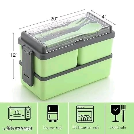 3-in-1 Compartment Lunch Box Tiffin Box Lunch Box with Fork & Spoon