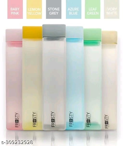 Frosty Square Shape Plastic Fridge Water Bottles Gift Set (Pack of 6)
