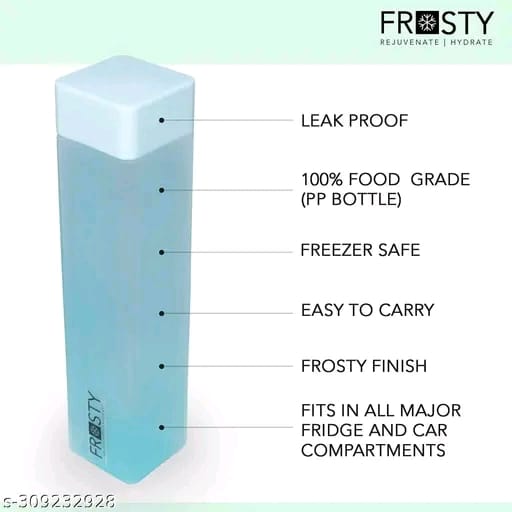 Frosty Square Shape Plastic Fridge Water Bottles Gift Set (Pack of 6)