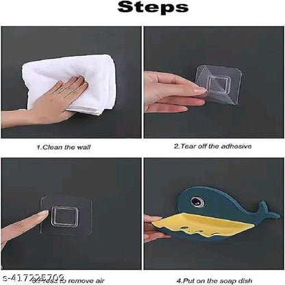 Plastic Multipurpose Soap Case Stand Holder with Strong Adhesive Sticker (Pack Of 2)