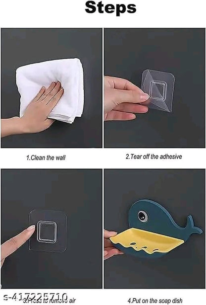Plastic Multipurpose Soap Case Stand Holder with Strong Adhesive Sticker (Pack Of 2)