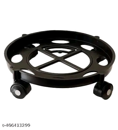 Plastic Gas Cylinder Trolley with Wheels Gas Trolly Lpg Cylinder Stand for Home and Kitchen -(Black)