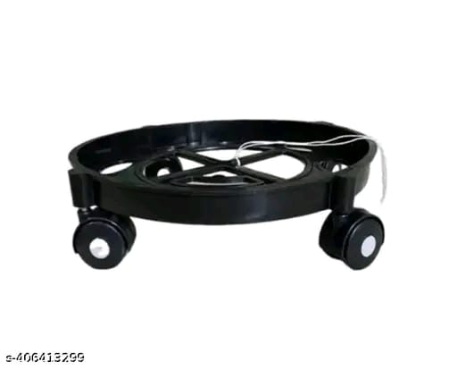 Plastic Gas Cylinder Trolley with Wheels Gas Trolly Lpg Cylinder Stand for Home and Kitchen -(Black)