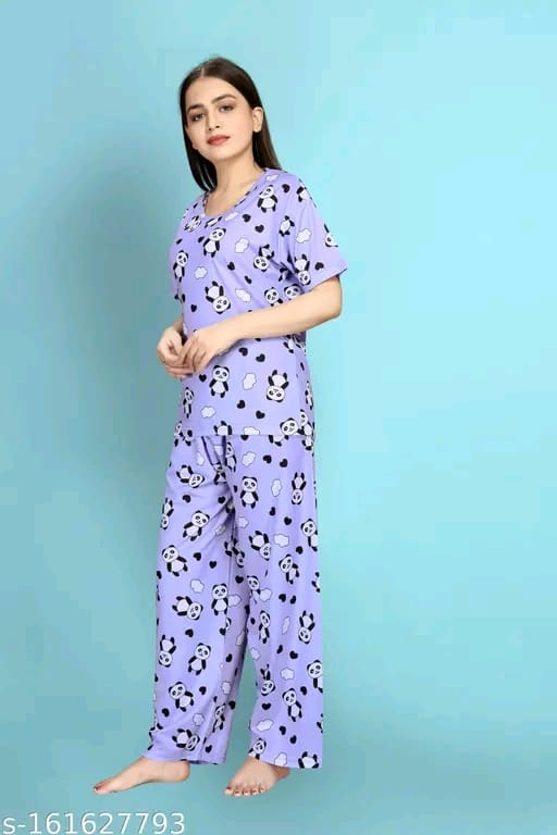 Womens Printed Night Suit Set - Womens Nightwear -Womens Pyjama set - Nightdress Set For Womens And Girls-Womens T-Shirt & Pyjama Set Night suit