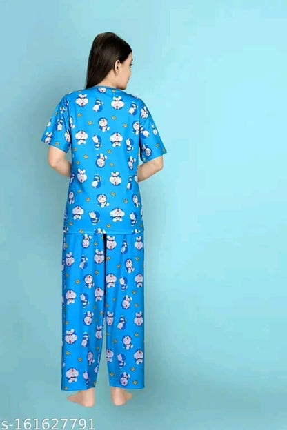 Womens Printed Night Suit Set - Womens Nightwear -Womens Pyjama set - Nightdress Set For Womens And Girls-Womens T-Shirt & Pyjama Set Night suit