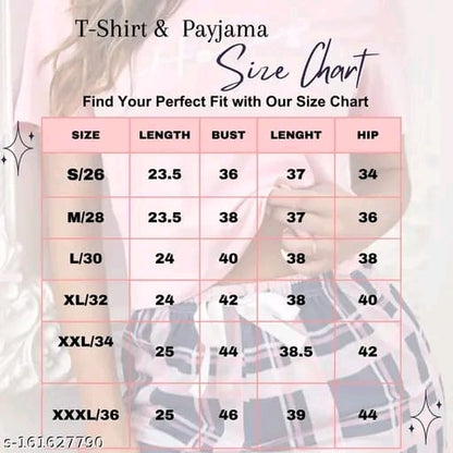 Womens Printed Night Suit Set - Womens Nightwear -Womens Pyjama set - Nightdress Set For Womens And Girls-Womens T-Shirt & Pyjama Set Night suit