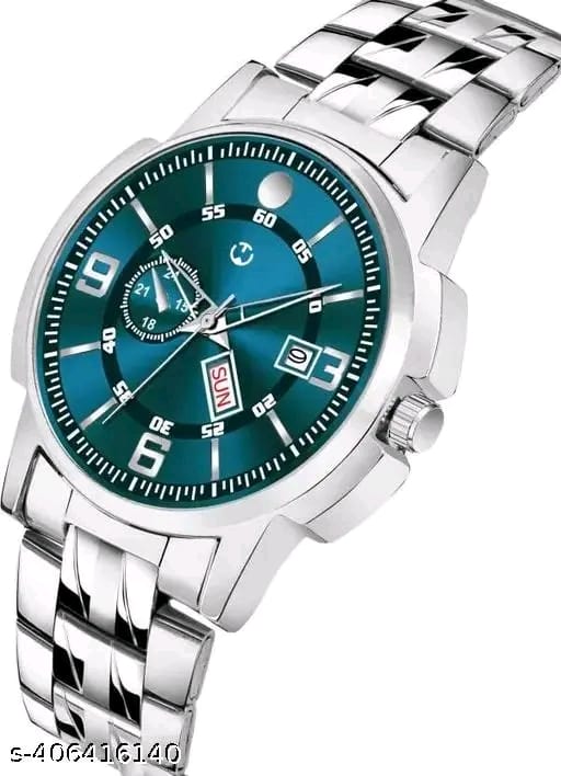 Silver Stainless Chain Green Dial Men’s & Boy’s Analog Watch
