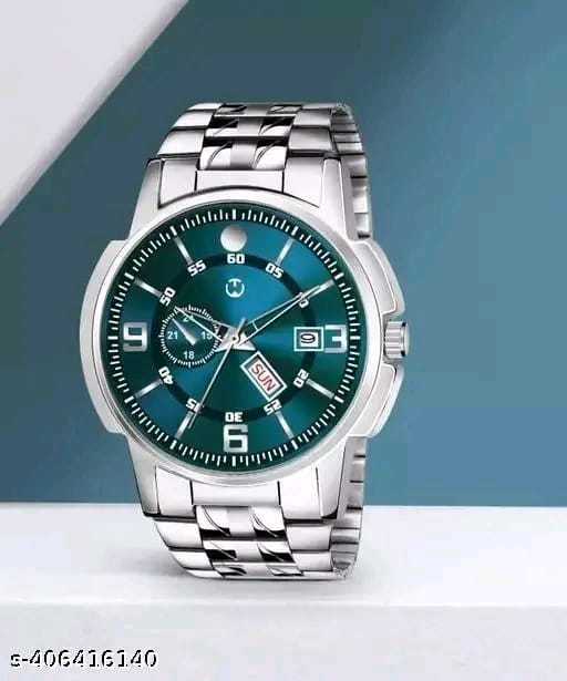 Silver Stainless Chain Green Dial Men’s & Boy’s Analog Watch