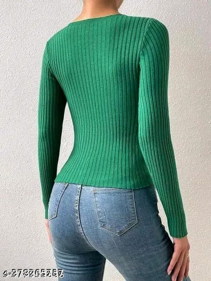 Trendy Plain Cut Out Plain Full Sleeve Top For Girls