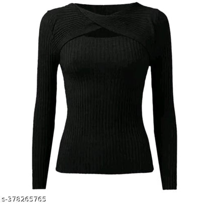 Trendy Plain Cut Out Plain Full Sleeve Top For Girls
