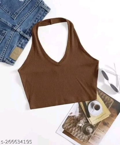 RAKUNO Ribbed halter top