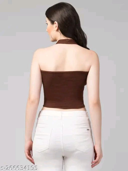 RAKUNO Ribbed halter top