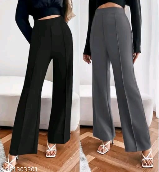 Pack of 2 Women Regular Fit Multicolor Viscose Rayon Trousers