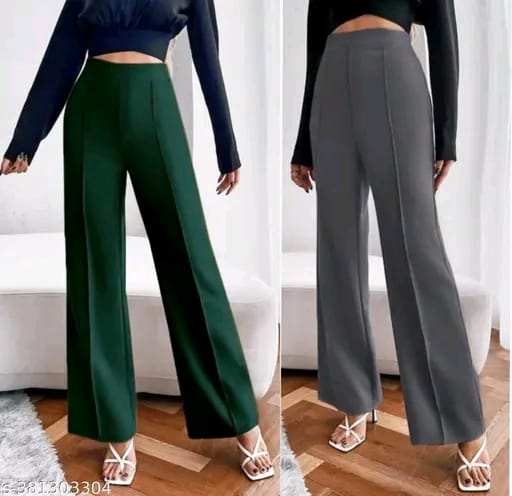 Pack of 2 Women Regular Fit Multicolor Viscose Rayon Trousers