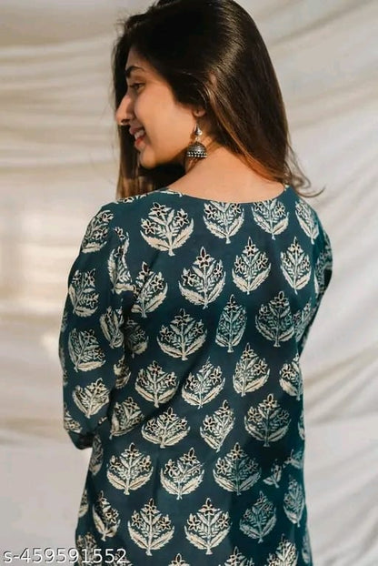 Girls Printed Rayon Women Short Kurta
