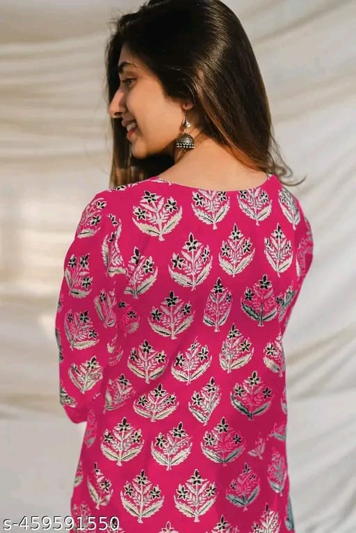 Girls Printed Rayon Women Short Kurta