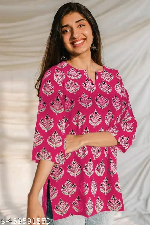 Girls Printed Rayon Women Short Kurta