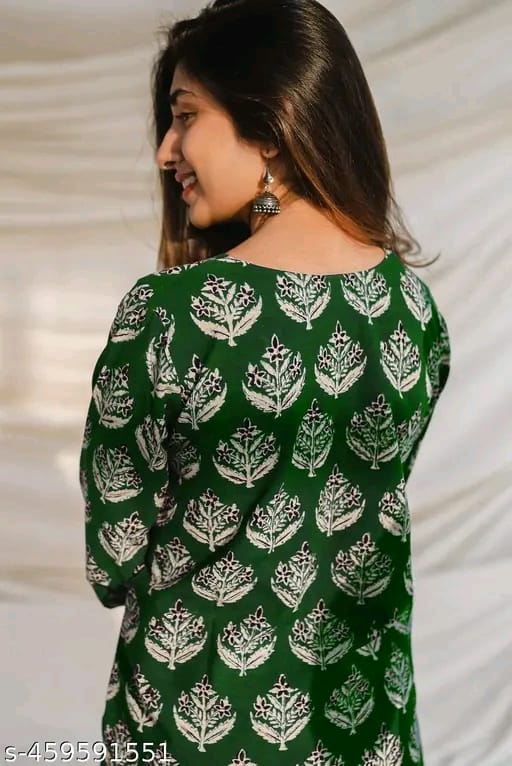 Girls Printed Rayon Women Short Kurta