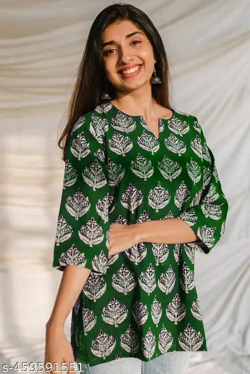 Girls Printed Rayon Women Short Kurta