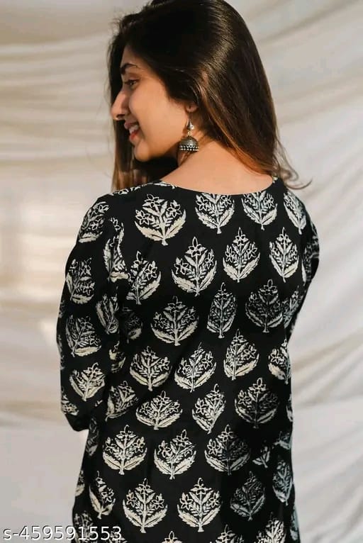 Girls Printed Rayon Women Short Kurta
