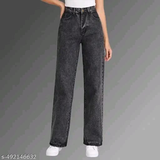 Grey Straight-fit Women Jeans