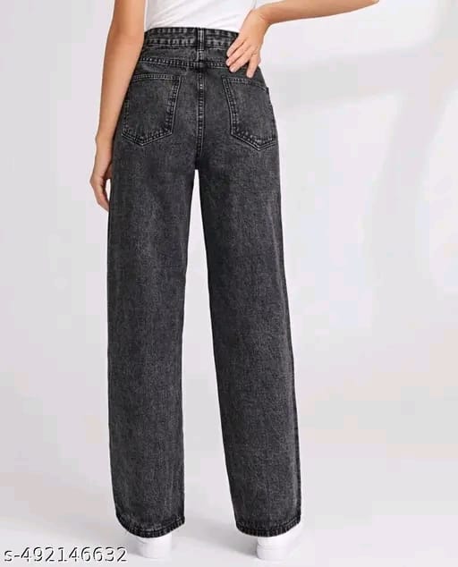 Grey Straight-fit Women Jeans