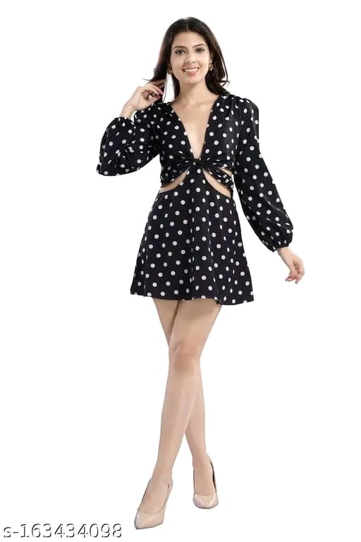 Cherrylavish Blue & White Floral Printed Poly Crepe Fit & Flare Mini Dress for women