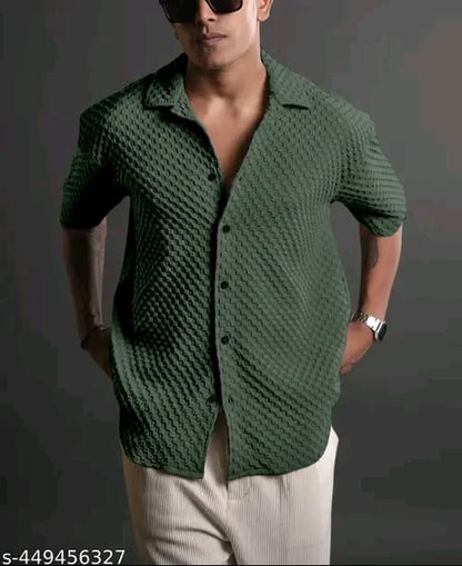 Casual Knit Shirt for Mens Stylish Half Sleeve Mens Shirts