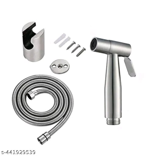 BATHBLISS Stainless Steel Jako Health faucet with 1.0 meter SS-304 Hose pipe and ABS Hook (Set of 1)