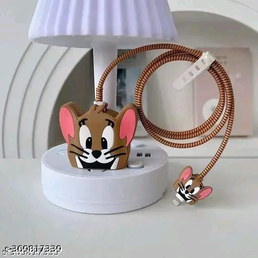RODIAN Charger Cover for iPhone 18W-20W Charger, 3D Cartoon JERRY BROWN , Spiral Cable Protector (BROWN)
