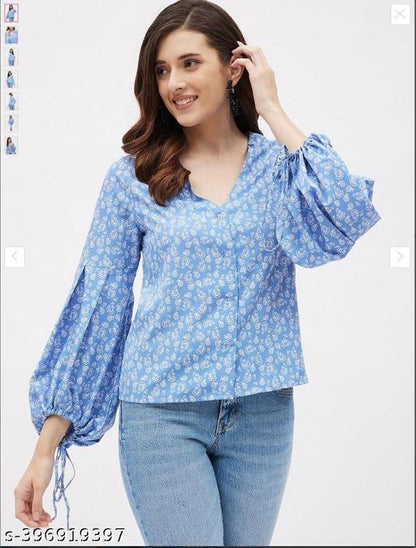 Full, Puff Sleeves Multicolor Top For Women, Western Wear Top, Women Top, Tops For Women
